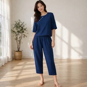 Sz S / M Women's Navy Lightweight Pant Set